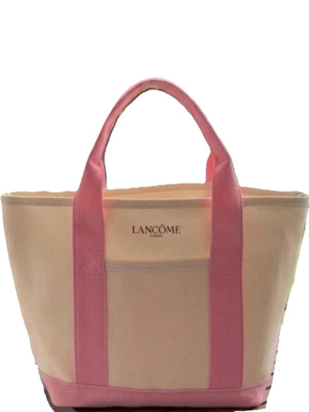 Lancome Pink & Beige Canvas Mini Tote Bag with Handles new